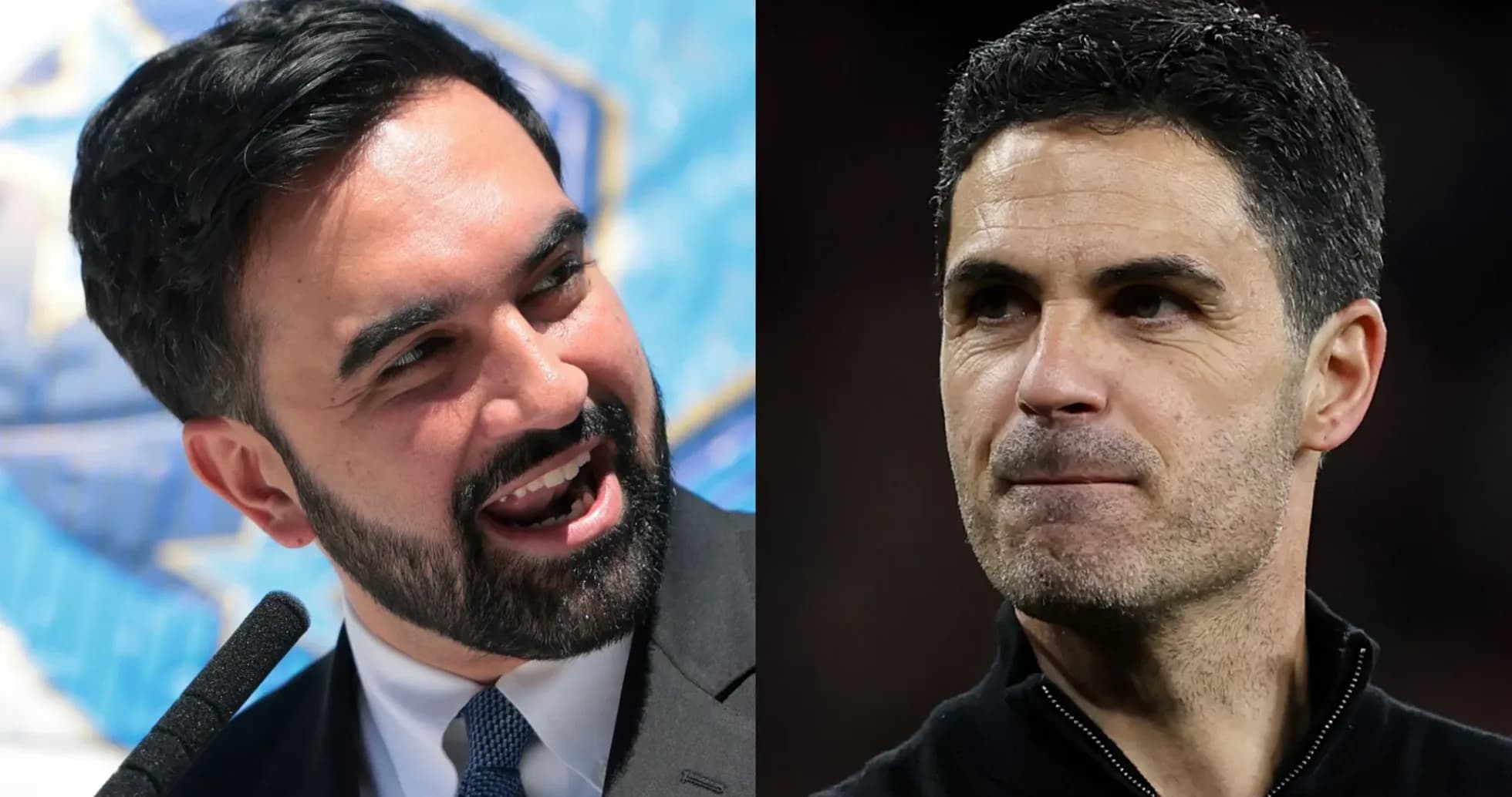 Two men speaking at separate events Two men speaking at separate events