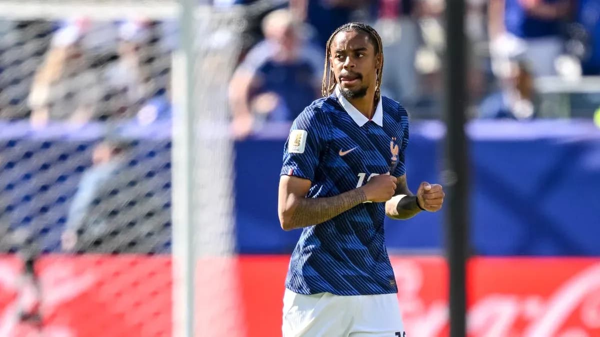 Player in France jersey on the field during match Player in France jersey on the field during match