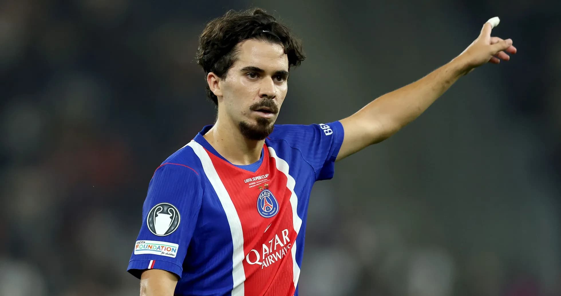 Player gesturing during a match for Paris Saint-Germain Player gesturing during a match for Paris Saint-Germain