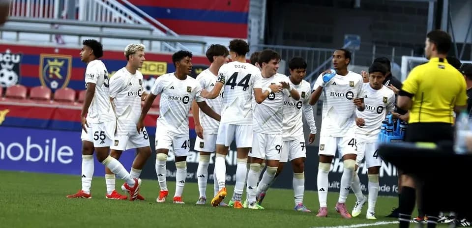 Los Angeles FC II players celebrating a goal Los Angeles FC II players celebrating a goal