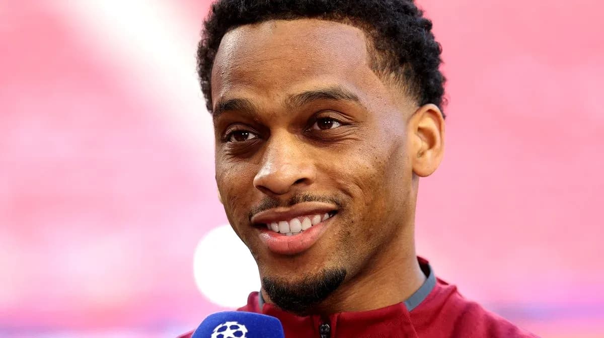 Player smiling during a pre-match interview Player smiling during a pre-match interview