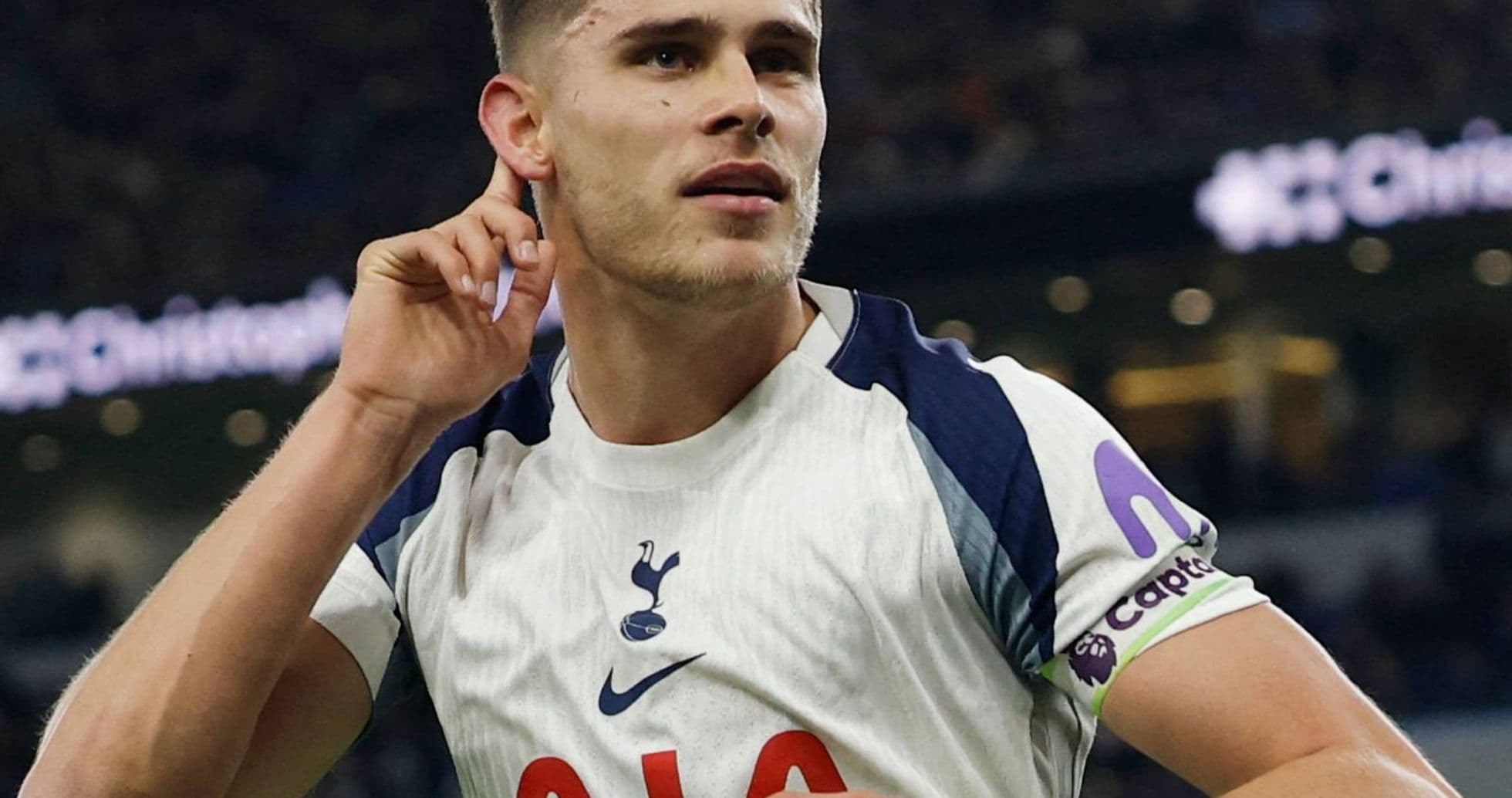 Tottenham player celebrating during match Tottenham player celebrating during match