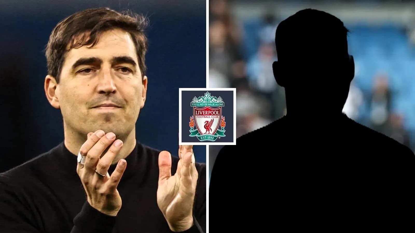 Manager applauding with Liverpool logo in background Manager applauding with Liverpool logo in background