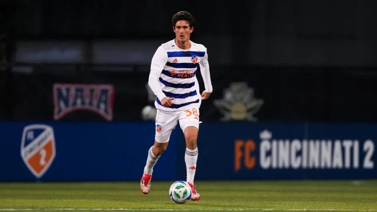 Player in FC Cincinnati II kit on field Player in FC Cincinnati II kit on field
