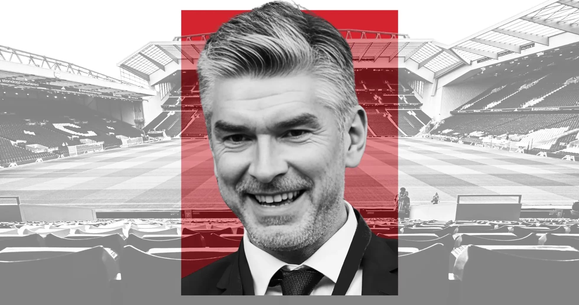 Man smiling with stadium in background Man smiling with stadium in background