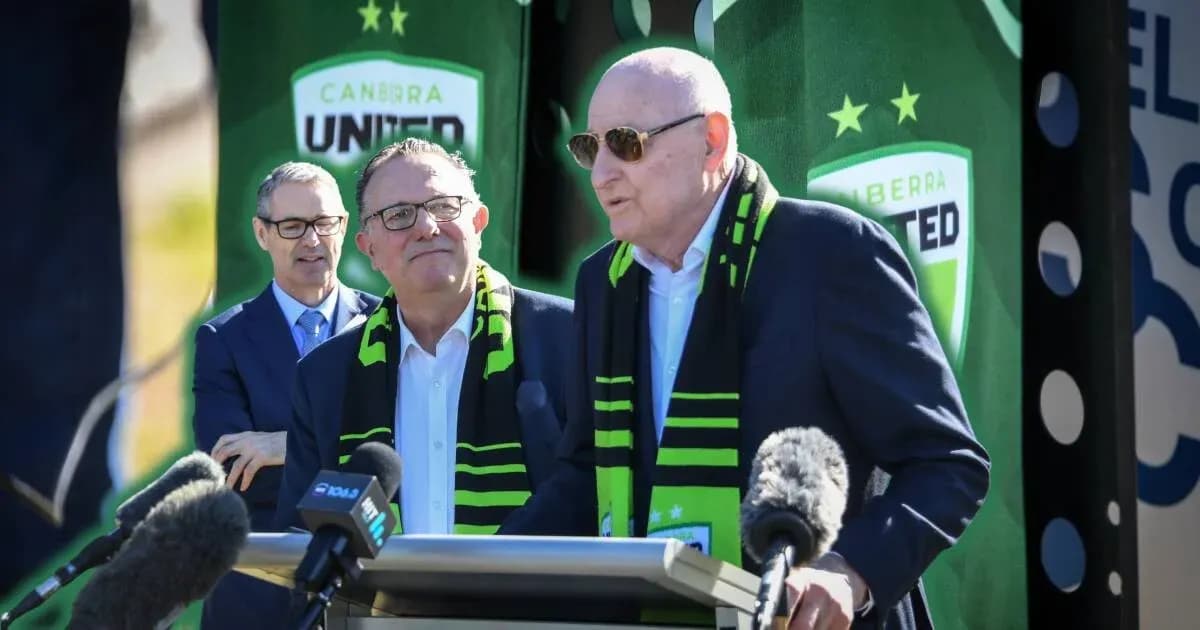 Officials speaking at Canberra United announcement event Officials speaking at Canberra United announcement event