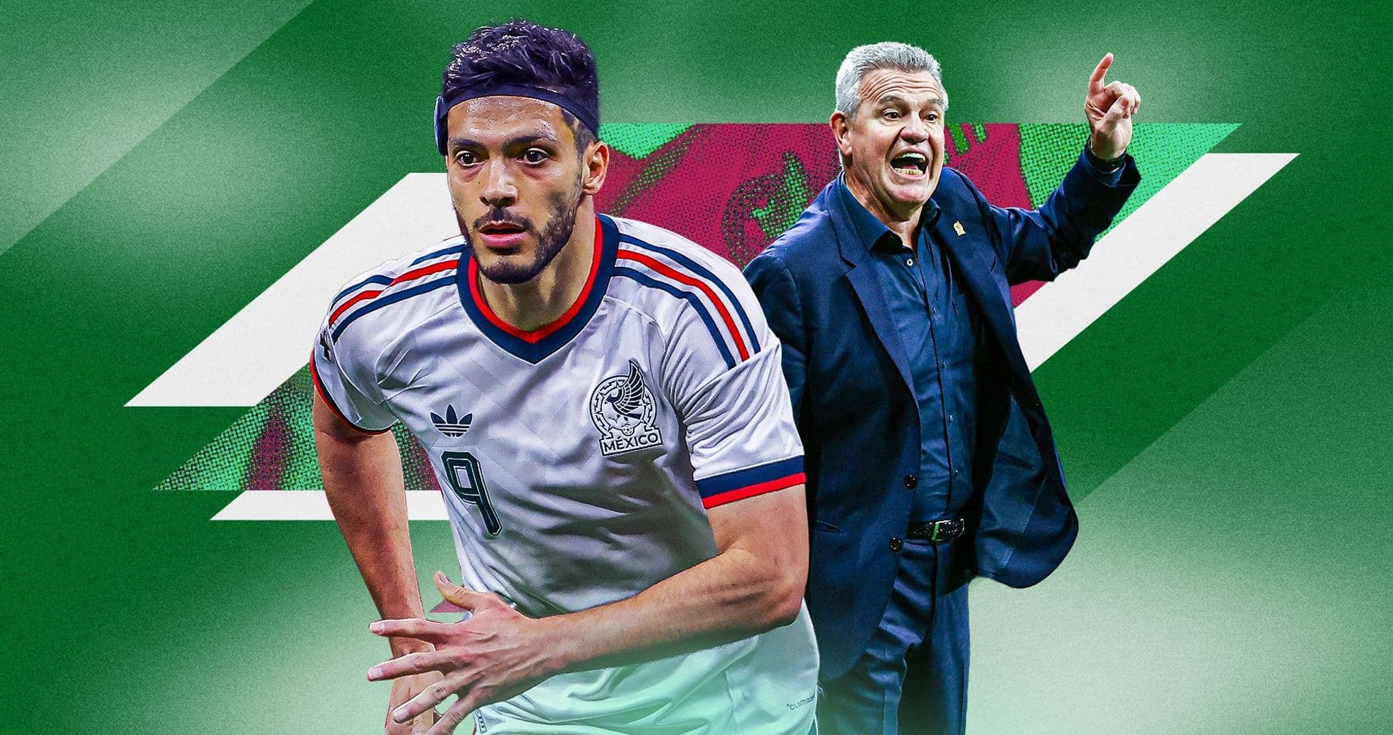 Mexican player in jersey with coach gesturing Mexican player in jersey with coach gesturing