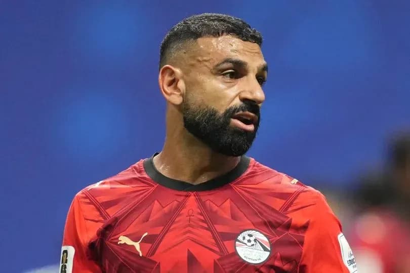 Mohamed Salah in red Egypt jersey during match Mohamed Salah in red Egypt jersey during match