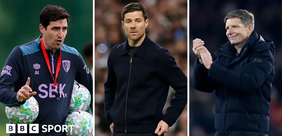 Three football managers during training and matches Three football managers during training and matches