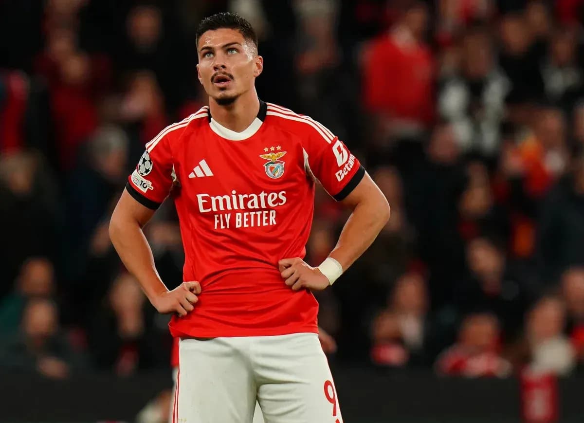 Benfica player in red jersey during match Benfica player in red jersey during match
