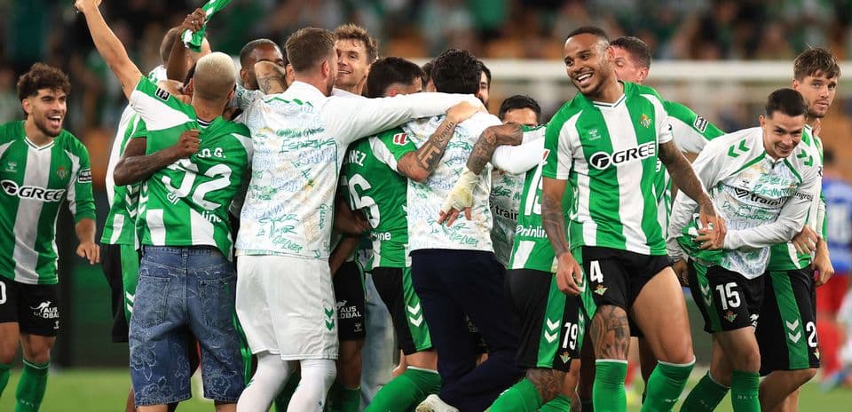 Real Betis players celebrating a goal Real Betis players celebrating a goal