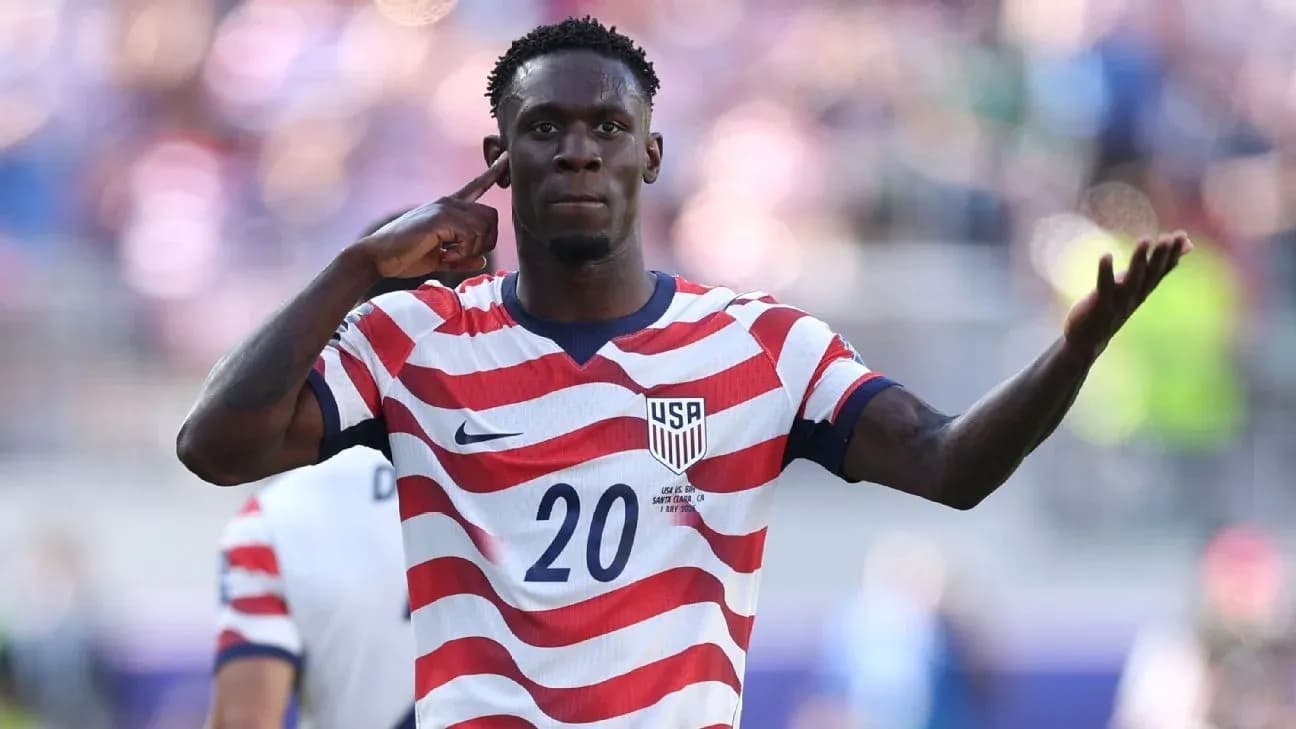 Player celebrating a goal in USA jersey Player celebrating a goal in USA jersey