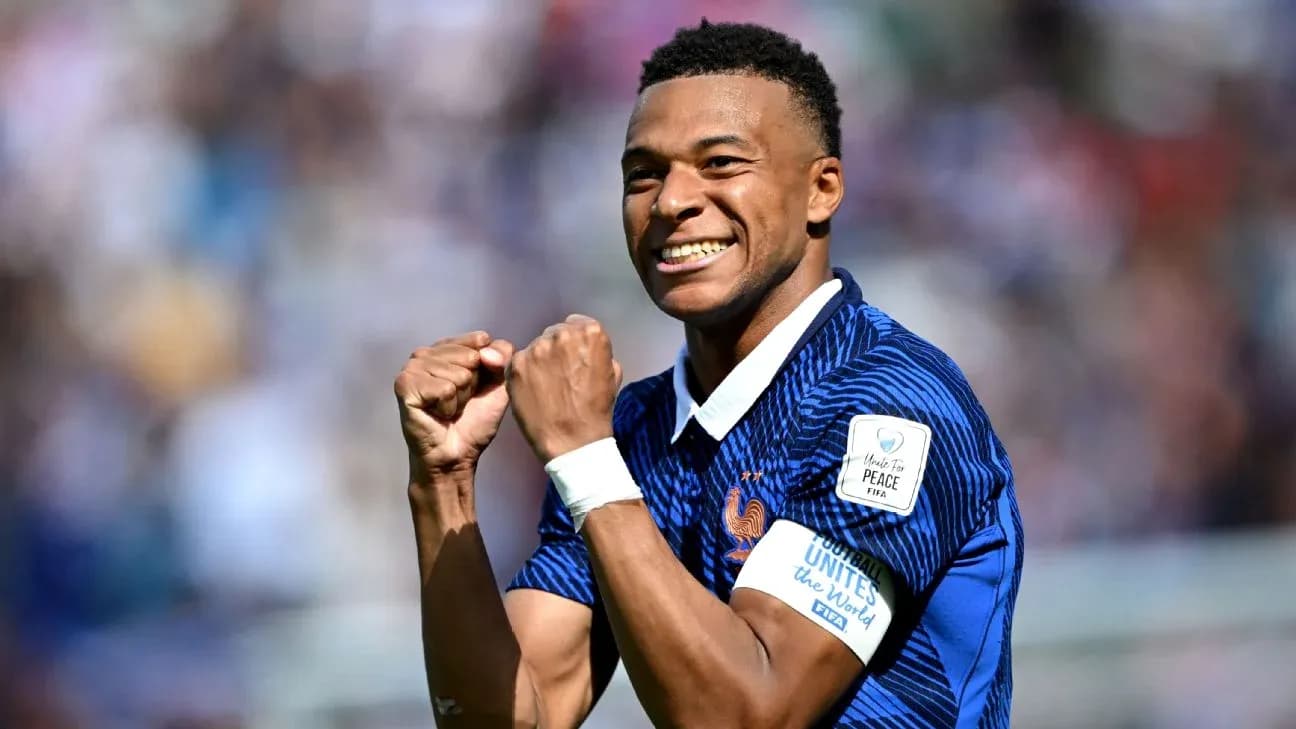 Kylian Mbappé celebrating during match Kylian Mbappé celebrating during match