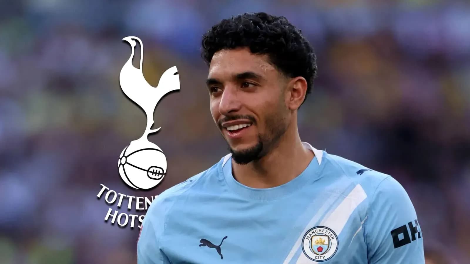 Player in Manchester City kit with Tottenham logo Player in Manchester City kit with Tottenham logo