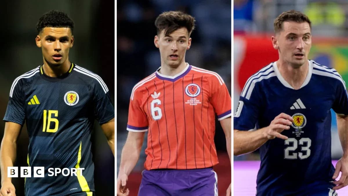 Three Scottish football players in team kits Three Scottish football players in team kits