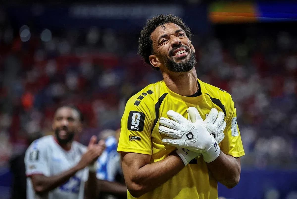 Goalkeeper celebrating after a match victory Goalkeeper celebrating after a match victory