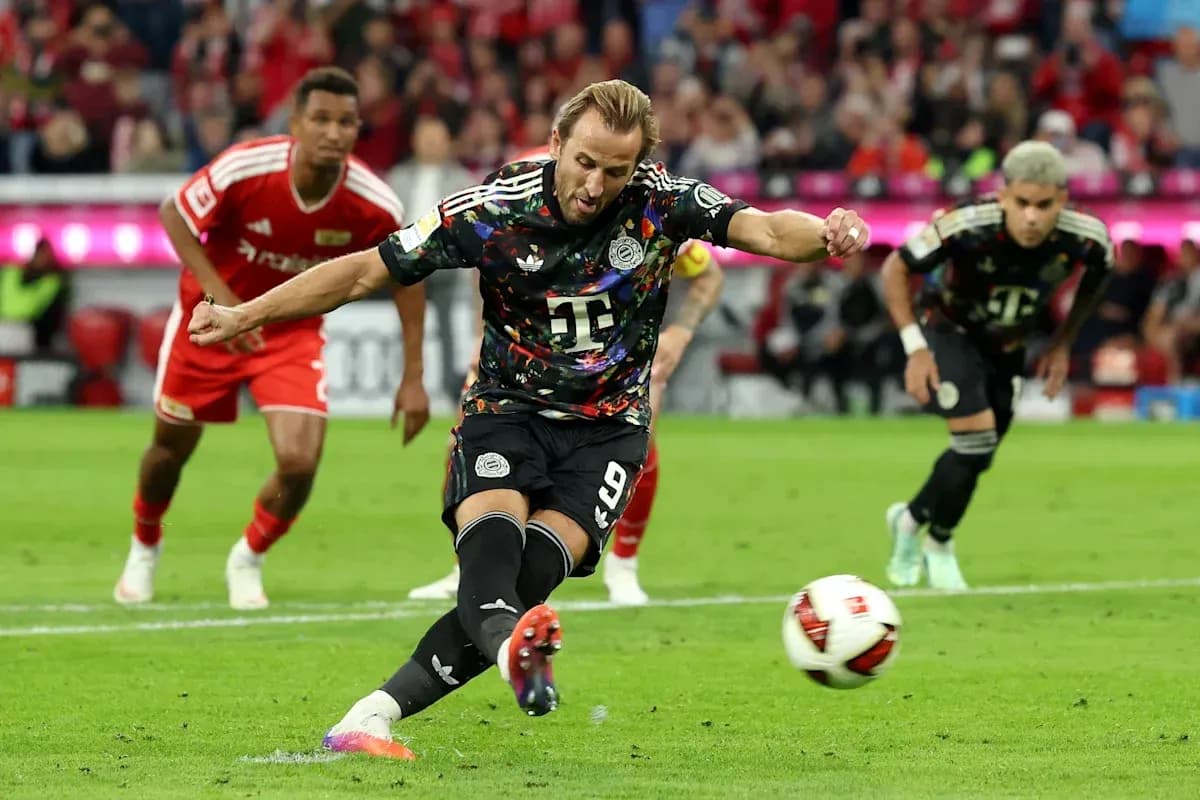 Player taking a penalty kick during match Player taking a penalty kick during match
