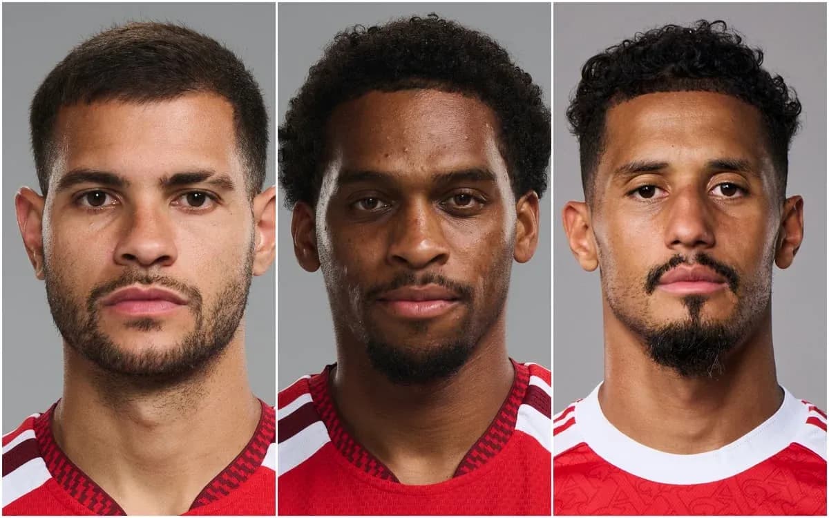 Three soccer players posing for headshots Three soccer players posing for headshots