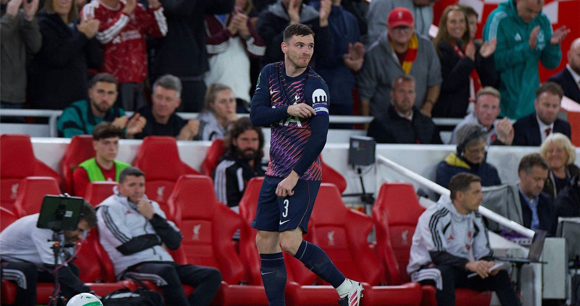 Liverpool Eliminates Tottenham with 3-1 Win in Carabao Cup; Andy Robertson Receives Warm Anfield Welcome Liverpool Eliminates Tottenham with 3-1 Win in Carabao Cup; Andy Robertson Receives Warm Anfield Welcome
